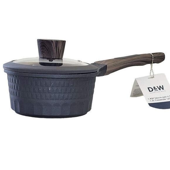 D&W Premium Cookware 7in Saucepan Casserole with Lid Charcoal Aluminum 1.9QT - Picture 10 of 15